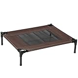 Pawhut Hundebett Hundeliege Outdoor Katzenbett Haustierbett Schlafplatz Stahl 600D Oxford-Gewebe Braun 76 x 61 x 18 cm
