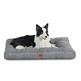 BEDSURE Hundekissen Grosse Hunde waschbar - Hundebett Wasserdicht L für große, mittelgroße Hunde gepolstert Hundematte grau in 10cm Höhe, 90x68cm