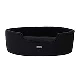lionto by dibea Hundebett mit Wendekissen waschbar Katzenbett Haustierbett Hundekorb Plüsch (M) 83 x 63 cm Schwarz