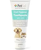 PetSol Zahnpasta für Hunde & Katzen (Minze) Zahncreme, Zahnpflege, Mundhygiene & frischer Atem, Zahnsteinentferner & Zahnreinigung, gegen Verfärbung, Zahnbelag & Plaque (100g)
