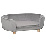 Pawhut Haustiersofa Hundesofa Hundebett mit Holländischer Samt Schaumstoff Birke Bein für Katzen Hunde 86 x 55 x 33 cm Hellgrau