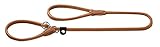 HUNTER Round und Soft Elk Retrieverleine für Hunde, Leder, weich, rund, fellschonend, 1,0/120 cm, cognac
