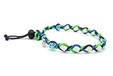 EM-Keramik Halsband, geflochten in marineblau/royalblau/apfelgrün mit Pfötchenperlen für Hunde