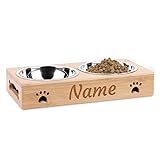 CGFN Personalisierter Hundenapf, Hundenapf/katzennapf mit Namen, Hundenapf mit Bambussockel - Name oder Text kann angepasst Werden, Geeignet für kleine und Mittelgroße Katzen/Hunde (Stil 1)