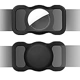 ICARER [2 PCS] Silikon Hülle für AirTag, GPS Tracking Finder Schutzhülle aus Silikon Case Cover Tasche Kompatibel mit Apple Air Tag für Anti-Lost hund halsband Katzenschleife Dog Cat Haustier -Schwarz