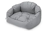 Hundesofa 3in1 Hundebett wasserfest Hundesessel gesteppt Hundekissen (L, Grau)