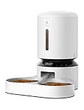 PETLIBRO 5L Futterautomat Katze 2 Näpfe Automatischer, Katzenfutter Automat, Futterspender für Hunde mit 2 Edelstahlschüssel, 1-4 Mahlzeiten pro Tag & 10s Voice Recorder für kleine/mittlere Haustiere