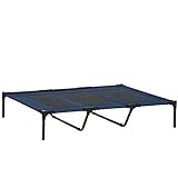Pawhut Hundebett Outdoor Hundeliege Outdoor Katzenbett Haustierbett Schlafplatz Metall Oxford-Gewebe Dunkelblau 122 x 92 x 23 cm
