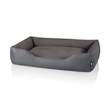 BedDog® Hundebett Zara, Hundesofa aus Cordura, Microfaser-Velours, waschbares Hundebett mit Rand, Hundekissen Vier-eckig, für drinnen, draußen, XXL, Steel-Grey (grau)