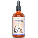 Mahu Natur 100 ml Schwarzkümmelöl für Hunde + 10% Kokosöl - Kaltgepresst und ungefiltert - Glasflasche mit Glaspipette