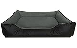 BedDog® Hundebett LUPI, Hundesofa aus Cordura, Microfaser-Velours, waschbares Hundebett mit Rand, Hundekissen Vier-eckig, für drinnen, draußen, XXL, The-Rock, schwarz-grau