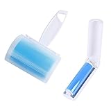 WOWGO (2er Pack) Fusselrolle Wiederverwendbarer Tierhaar-Entferner, waschbarer Tierhaar-Roller mit Griff und Abdeckung sowie Roller in Reisegröße Blau