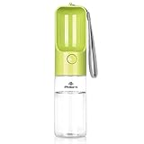 PHILORN Hundetrinkflasche für Unterwegs [420ml], BPA-frei, 100% Auslaufsicher, Tragbare Reise Haustier Wasserflasche, Hund Katze Trinkflasche, Hunde Katzen Flasche - Einknopfbedienung (Grün)