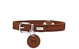 HUNTER AALBORG Hundehalsband, Leder, schlicht, robust, komfortabel, 47 (S-M), cognac