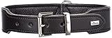 HUNTER BASIC Hundehalsband, beschichtetes Spaltleder, Kunstleder, schlicht, robust, witterungsbeständig, 55 (M), schwarz
