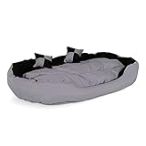 lionto 4-in-1 Hundebett Hundekissen Hundekörbchen mit Wendekissen (L) 110x80 cm schwarz/grau