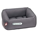 Doctor Bark - Hundebett für sehr kleine Hunde/Welpen - waschbar bis 95°C, orthopädisch und langlebig - Hundekorb mit weichem stabilem Rand - Made in Germany (XS - 50x50 cm, Grau)