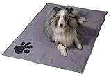 dobar 60422 Große Kühlmatte für Hunde, selbstkühlende Haustiermatte mit Pfoten Muster, 99,5 x 70 cm, Grau
