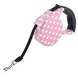 Tuzi Qiuge Haustier-Leine Hundeleine Cat Leine Retracable Starke Haustierleine, 5m Rosa Nettes Punkt-Muster Flexible Einziehbare Hundeleine