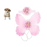 Haustier Hund schöne funkelndes Schmetterlingsflügel Geschirr und Blumenkopfschmuck Haustier Hund Prinzessin süß Geschirr Dekoration Hundewelpe Blume Fliege Haarzusatz klein mittelgroßer Hund Huangchu