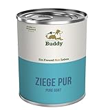 Buddy - Ziege pur - Nassfutter Dose für Hunde, 1er Pack (1 x 400 g) - geeignet für Ausschlussdiät, hochwertiges Fleisch, ohne Zucker, getreidefrei, glutenfrei, ohne Farb- und Konservierungsstoffe