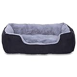 Hundebett Hundekissen Hundekörbchen mit Wendekissen (M) 60x48 cm Farbe grau/schwarz