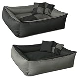 BedDog® 2in1 Hundebett MAX Quattro, großes Hundekörbchen aus Cordura, waschbares Hundebett mit Rand, Hundesofa für drinnen, draußen, XXL, Rock-Flow, grau-anthrazit