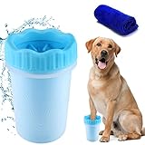 Hunde Pfotenreiniger, Haustier Pfotenreiniger, Pfotenreiniger FüR Hunde Tragbarer Pfotenreiniger mit Microfaser Handschuh Schnell und Gründlich Reinigen,FüR Katzen und Hunde Geeignet Pfote (Blau)
