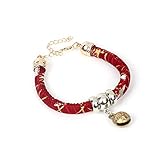 CMXUHUI Katzenhalsband exquisites Aussehen Haustierkragen Haustiere Katzenkragen Handgemachte Baumwolle Weichwelpenkatzen Halskette mit Glockenkätzchen Maltesisch/Chihuahua Kleine Hunde Halsbänder