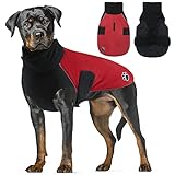 ALAGIRLS Reflektierend Hundewintermantel, Wasserdicht Hundewarmweste mit Reflexstreifen Outfit Kleidung für Kleine Mittelgroße Rot 2XL