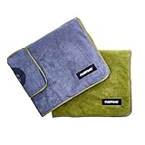 FLUFFINO® Hundehandtuch – Saugfähig, Weich u. Waschbar (2er-Pack, 120x70 cm, Grau & Grün, 60°C waschbar)- schnell trocknendes mikrofaser Handtuch für kleine & große Hunde-Badehandtuch für Hunde/Katzen