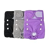 Demigreat Wiederverwendbare Hundewindeln, 3 Stück Wasserdicht Saugfähigkeit waschbare Schutzhose Windeln für Hündinnen, Einstellbare Inkontinenz Läufigkeitshose, Hundeschutzhose für weibliche Hunde
