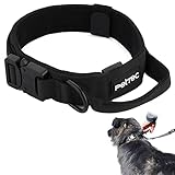 PetTec Hundehalsband aus Neopren & Nylon, Halsband mit Griff für kleine & große Hunde weich gepolstert (S-XL), äußerst robust & wasserabweisend, verstellbar, Set Halsband & Schleppleine möglich