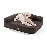 Brunolie Odin Hundesofa, waschbar, orthopädisch und rutschfest, Hundekissen mit Abnehmbarer Lehne, Größe S (80 x 60 x 10 cm) Dunkelbraun