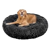 Wallace & Jones ® | Plüschbett Sarnia - M | Hundebett Liegekissen Donut | ca. 80 x 80 x 24 cm | Dunkelgrau