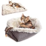 MAIYADUO Weiches Katzenbett Waschbar Plüsch Haustierbett für Katzen und Kleine Hunde, 2 in 1 Katzenbett Schlafsack Warmes Haus Katzenkissen Katzendecke Waschbares Nest Bett Bett für Katzen