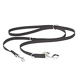 Julius-K9 216GM-DP Color & Gray gumierte Doppel-Leine verstellbar, 20 mm x 2,2 m, maximal für 50 kg Hunde, schwarz-grau