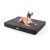 Brunolie Balu Hundebett in Dunkelbraun, waschbar, orthopädisch und rutschfest, kuscheliges Hundekissen mit atmungsaktivem Memory-Schaum, Größe M (79 x 60 x 8 cm) Grau