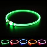 NASTRA LED Leuchthalsband Hund,USB Aufladbar LED Hundehalsband Stück hundehalsband Leuchtend,LED-Blink-Sicherheitshalsband Einheitsgröße für alle Hunde,3 Modus Grün