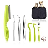 JSIN Zeckenzange, Zeckenpinzette, Edelstahl Zeckenentferner Set, Zeckenentfernung, Zeckenhaken für Hunde Katze Pferde Mensch Haustiere Menschenund Tier, Premium Tick Remover Set mit Lederetui