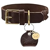 HUNTER SANSIBAR SOLID Hundehalsband, Leder, strapazierfähig, griffig, geflochten, 45 (S-M), dunkelbraun