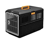 Iris Ohyama, Faltbare Transportbox / Transportkiste2 Öffnungen (Vorder- & Rückseite), Tragegriff, ausgezeichnete Luftzirkulationfür Katze & Hund max. 20 kg - Pet Carry FC-670, Schwarz