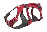 Ruffwear Flagline Hundegeschirr, Reflektierendes, Gepolstertes Geschirr mit Anti-Zerr-Funktion und Griff – Felsenrot, L/XL