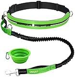 Leisegrün Joggingleine für Hunde bis 55 kg | Hundeleine zum Joggen mit Bauchgurt | Jogging Leine für große & mittelgroße Hunde | Länge 120 cm bis 170 cm, grün