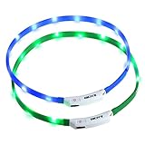 Zacro Leuchthalsband Hund 2 Stück Hundehalsband Leuchtend USB Wiederaufladbares und Längenverstellbareres Hunde Halsband mit DREI Beleuchtungsmodi für Hunde und Katzen