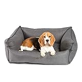 JAMAXX® Luxus Hundekörbchen orthopädisches Hundebett Memory Foam für mittelgroße Hunde,Waschbar, Flauschige HundeCouch bequem weicher Hundekorb mit extra hohem Rand Dicke Polster PDB2018 M 90x70 grau