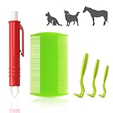Reastar Zeckenentferner Set 5 Stück Zeckenentfernung, mit 3 Zeckenhaken, 1 Zeckenzange und 1 Läusekamm - für Hunde, Katzen, Pferde, Mensch