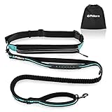 PHILORN Freihand Hundeleine(47'-67') mit Gürteltasche, Joggingleine Hunde, Freihandleine | Reflektierend, Stoßdämpfend Bis zu 150lbs, Verstellbare Taillengürtel, Doppelgriff-Bungees für Laufen, Gehen