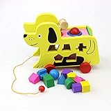 Dirgee Holzblock Lernende Aktivität Würfel Hund Holz Spielzeug Paar Zählen Spaß Spiel Pädagogisches Spielzeug Geburtstag Mädchen Jungen Kind Pädagogisches Spielzeug (Farbe: Gelb, Größe: Freie Größe)