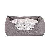 Hundebett Hundekissen Hundekörbchen mit Wendekissen meliert ((S) 60x50 cm, Grau)